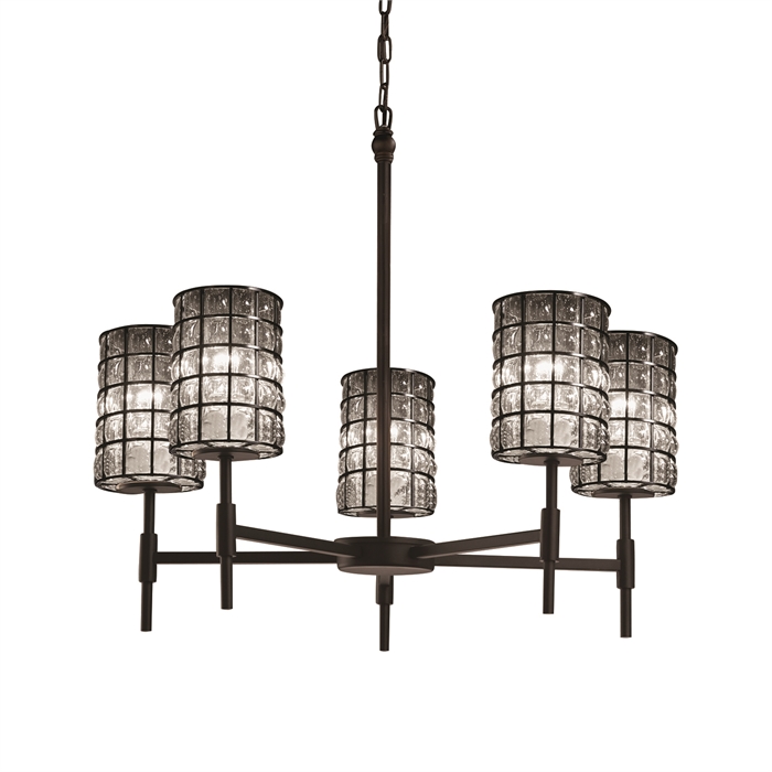 Justice Design Group WGL-8410-10-GRCB-CROM Union 5-Light Chandelier in Polished Chrome