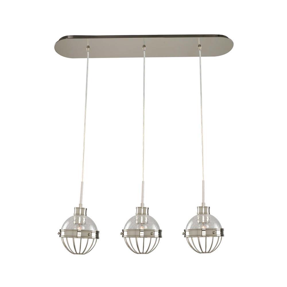 Kalco 311343PN 32 Inch Island With (3) 6.5 Inch Globes in Polished Nickel