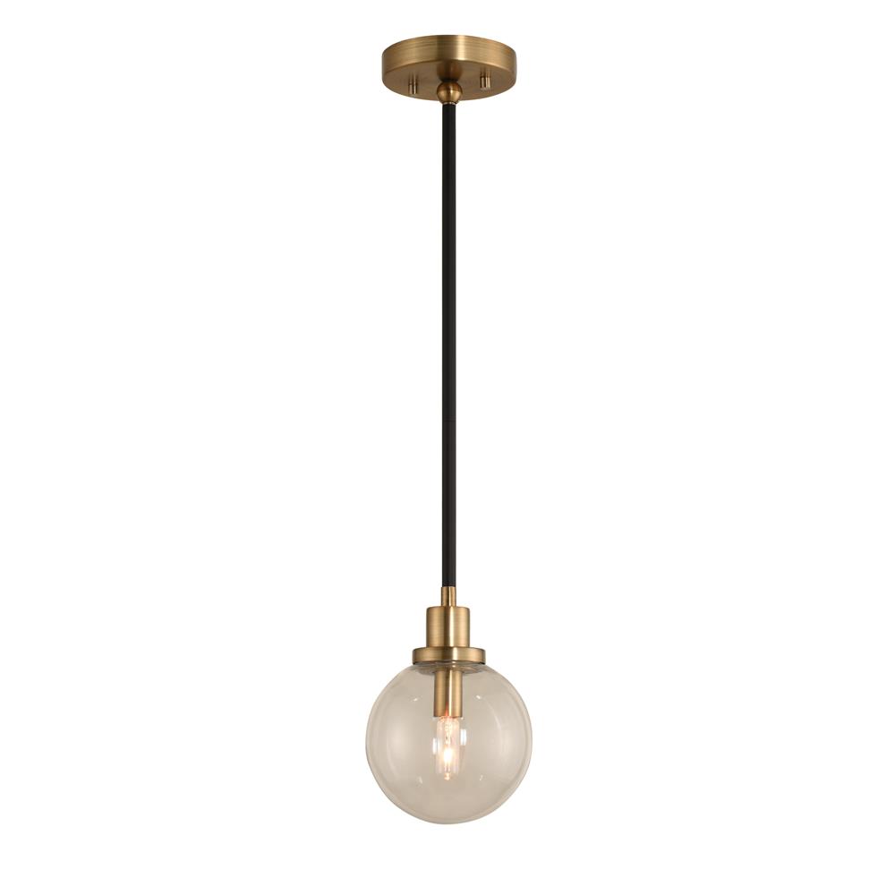 Kalco 315410BBB Cameo 1 Light Mini Pendant in Matte Black Finish with Brushed Pearlized Brass