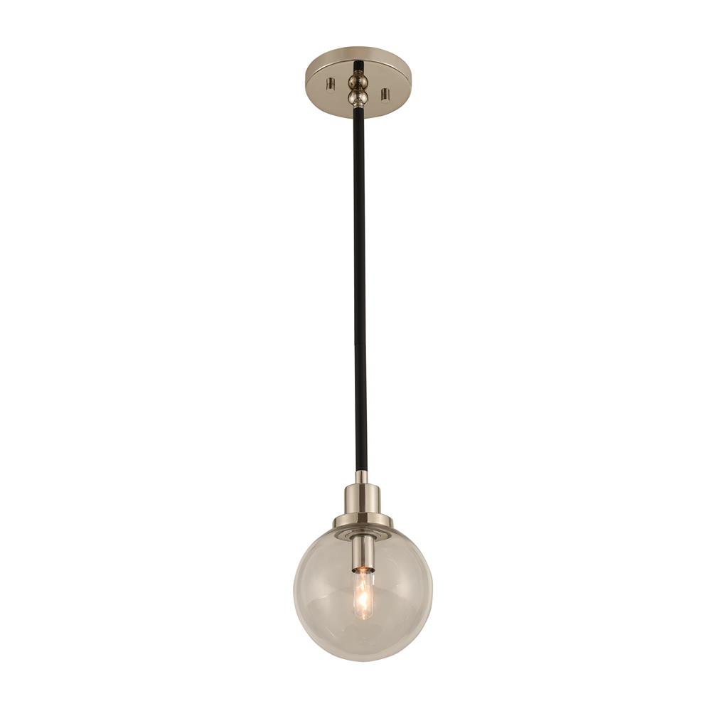 Kalco 315410BPN Cameo 1 Light Mini Pendant in Matte Black Finish With Nickel Accents
