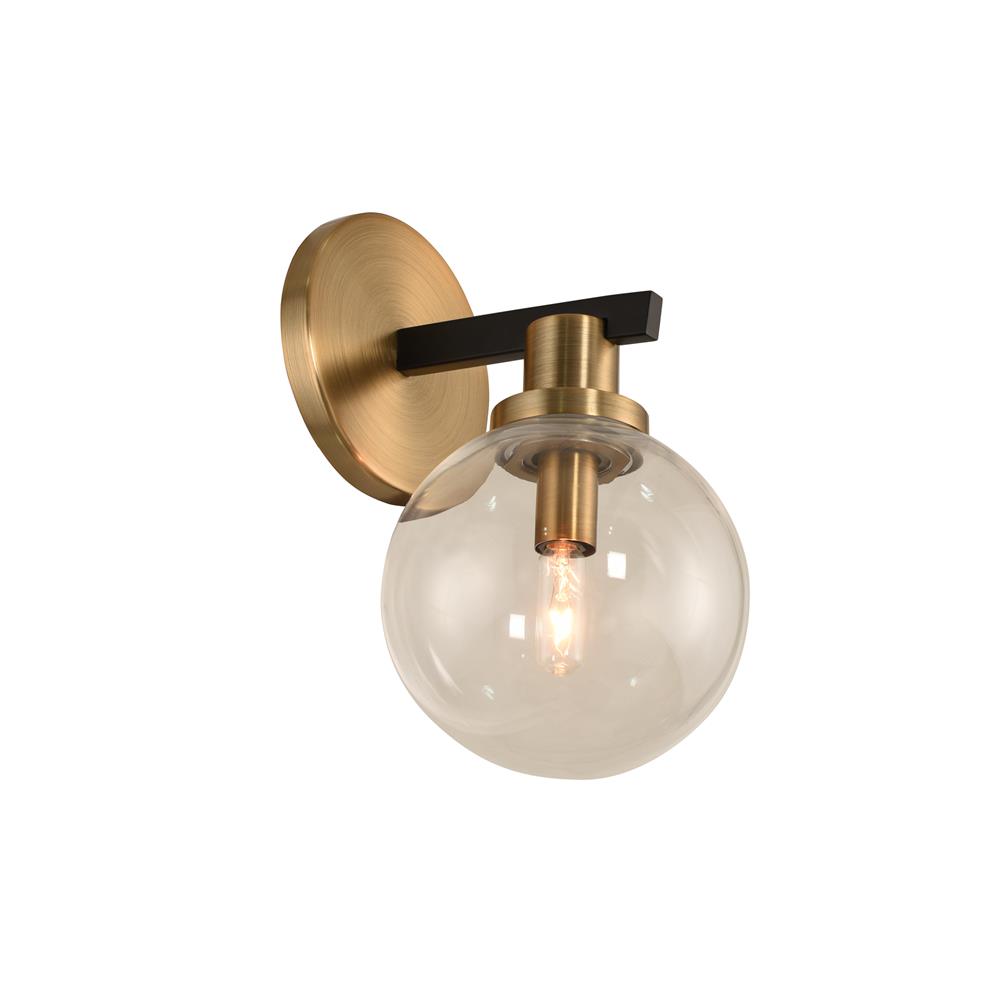 Kalco 315421BBB Cameo 1 Light Wall Sconce in Matte Black Finish with Brushed Pearlized Brass
