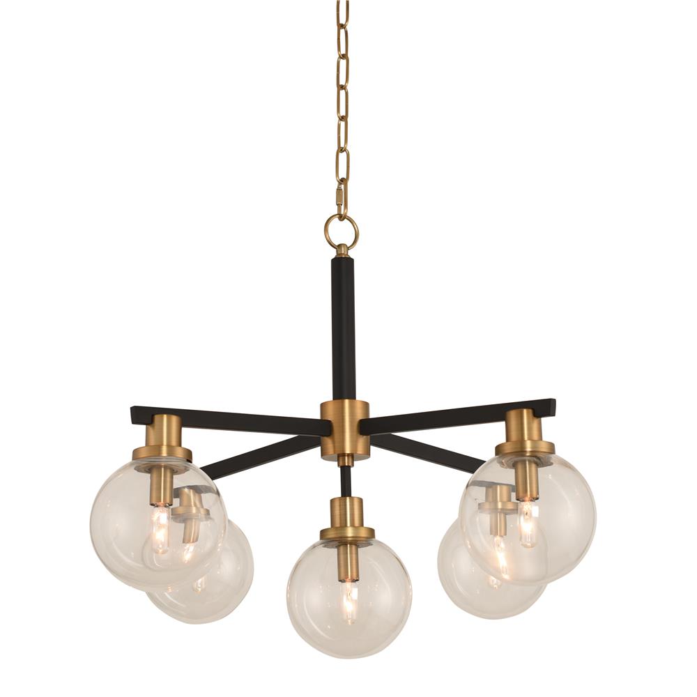 Kalco 315451BBB Cameo 5 Light Pendant in Matte Black Finish with Brushed Pearlized Brass