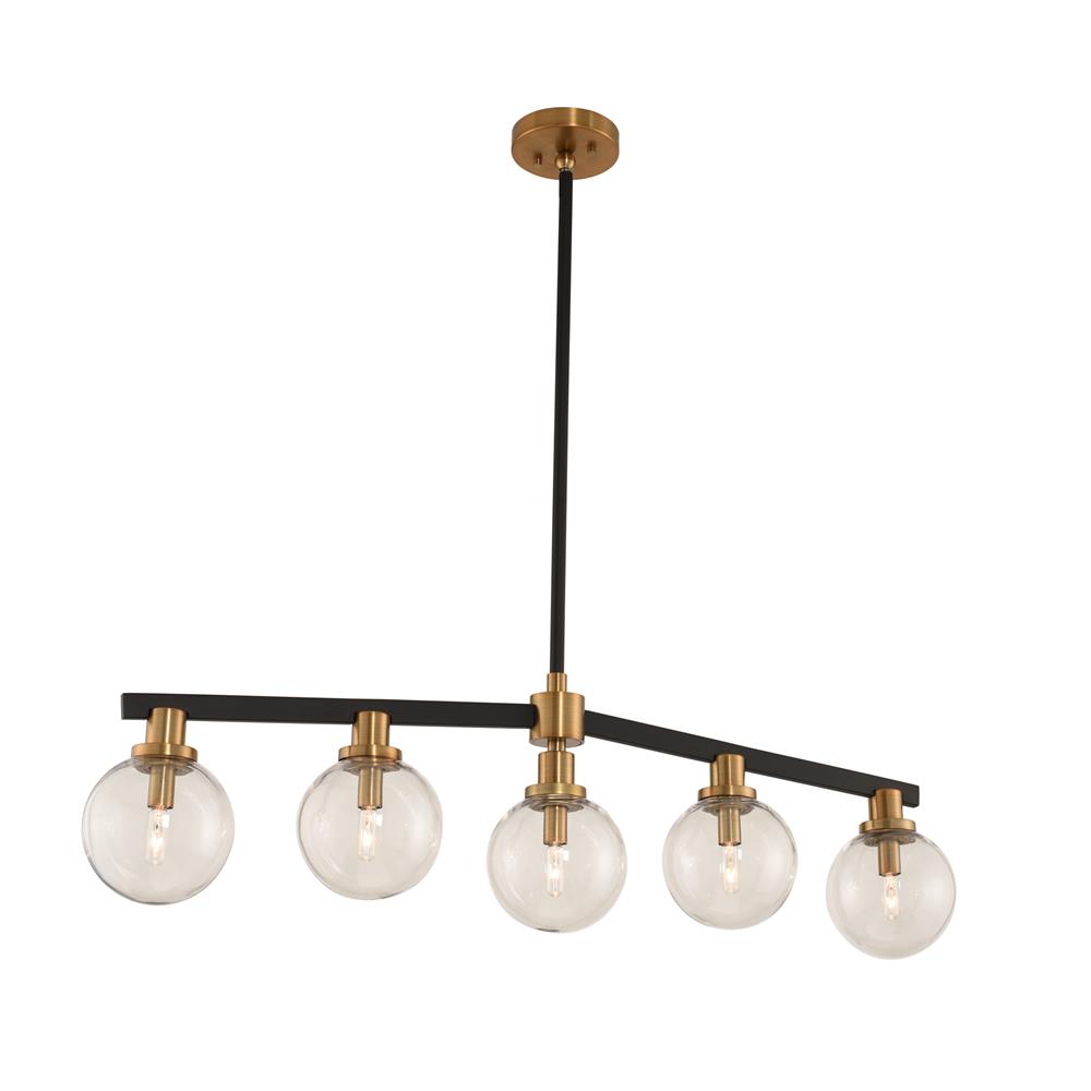 Kalco 315452BBB Cameo 5 Light Island in Matte Black Finish with Brushed Pearlized Brass
