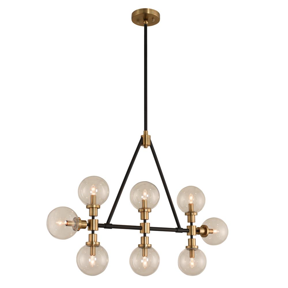 Kalco 315453BBB Cameo 8 Light Island in Matte Black Finish with Brushed Pearlized Brass