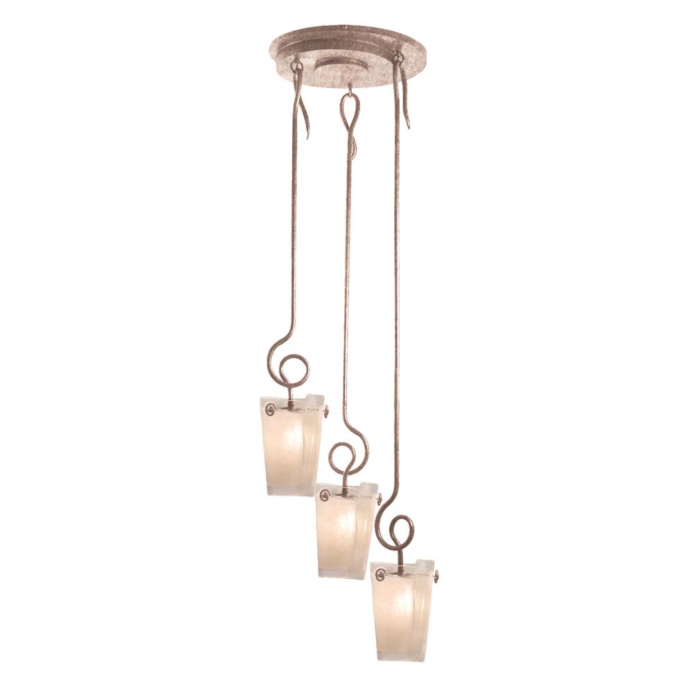 Kalco 4302PS/FROST Tribecca 3 Light Foyer Pan With (3) 4301 Pendants