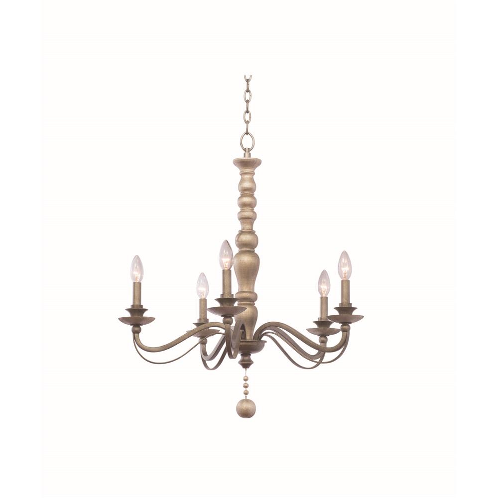 Kalco 506351DS Colony 5 Light Chandelier in Dune Silver