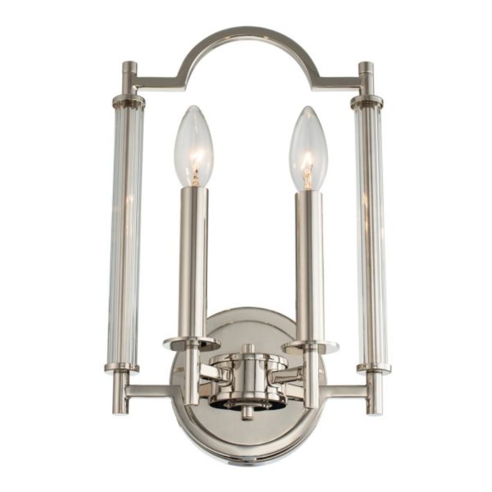 Kalco 512922PN Provence 2 Light ADA Wall Sconce in Polished Nickel