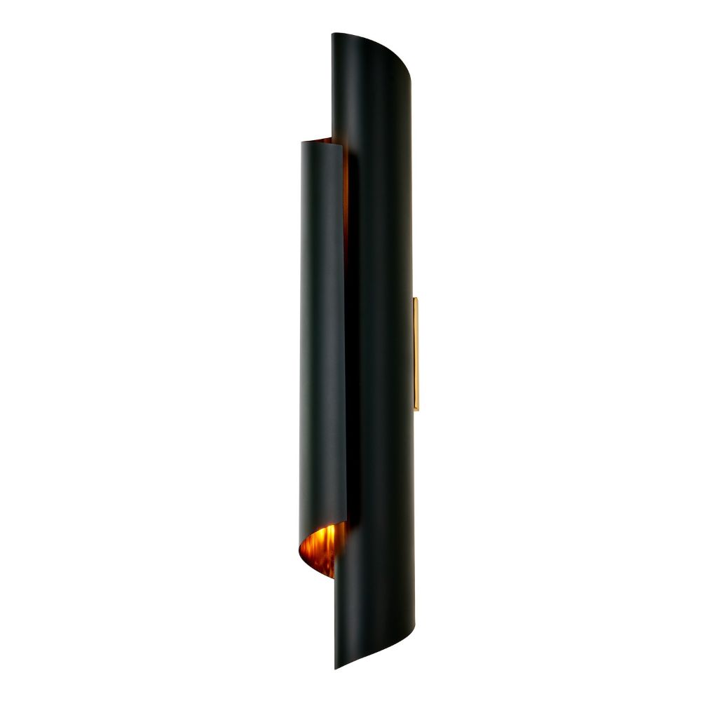 Kalco 514721PBB Piaga 24 in Wall Sconce in Matte Black and Polished Brass