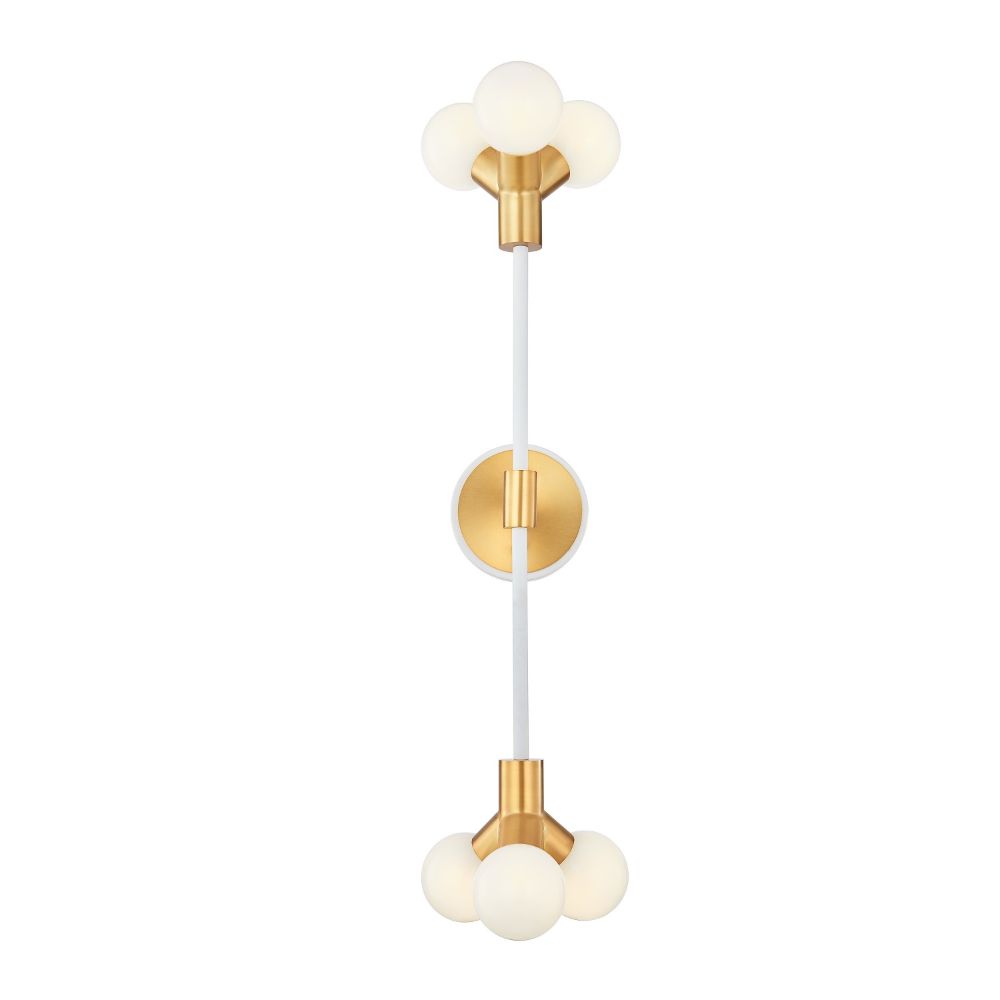Kalco 517421WNB Tres 6 LT Wall Sconce in White and New Brass