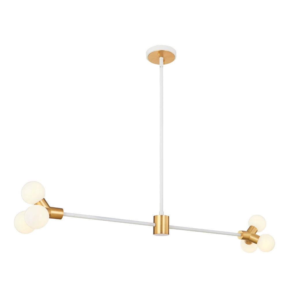 Kalco 517461WNB Tres 6 LT Island in White and New Brass