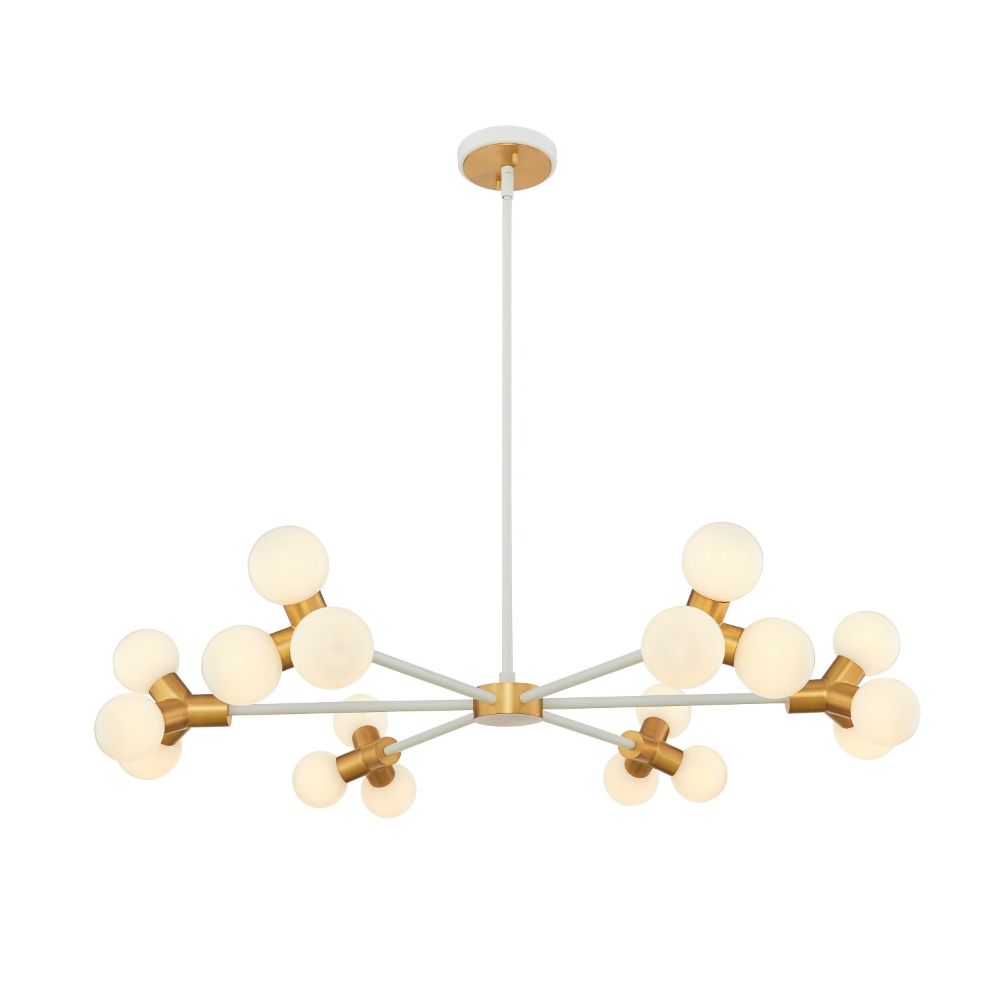 Kalco 517473WNB Tres 18 LT Chandelier in White and New Brass