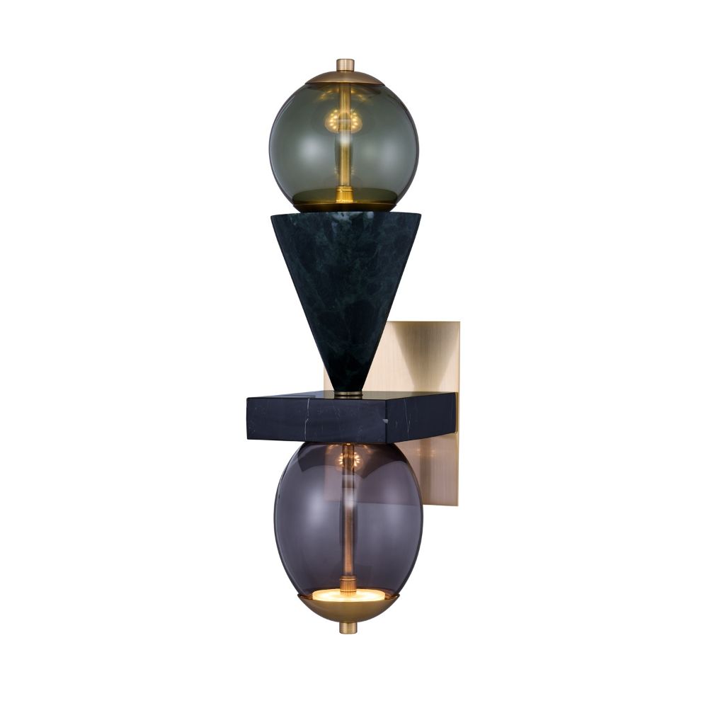 Kalco 518721WB Demi Green Marble LED Wall Sconce in Winter Brass