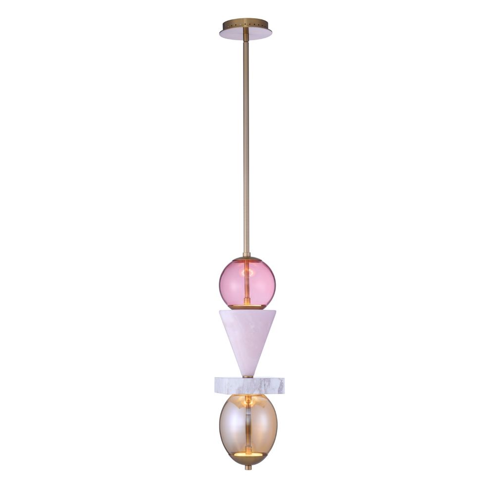 Kalco 518756WB Demi Pink Jade LED Mini Pendant in Winter Brass