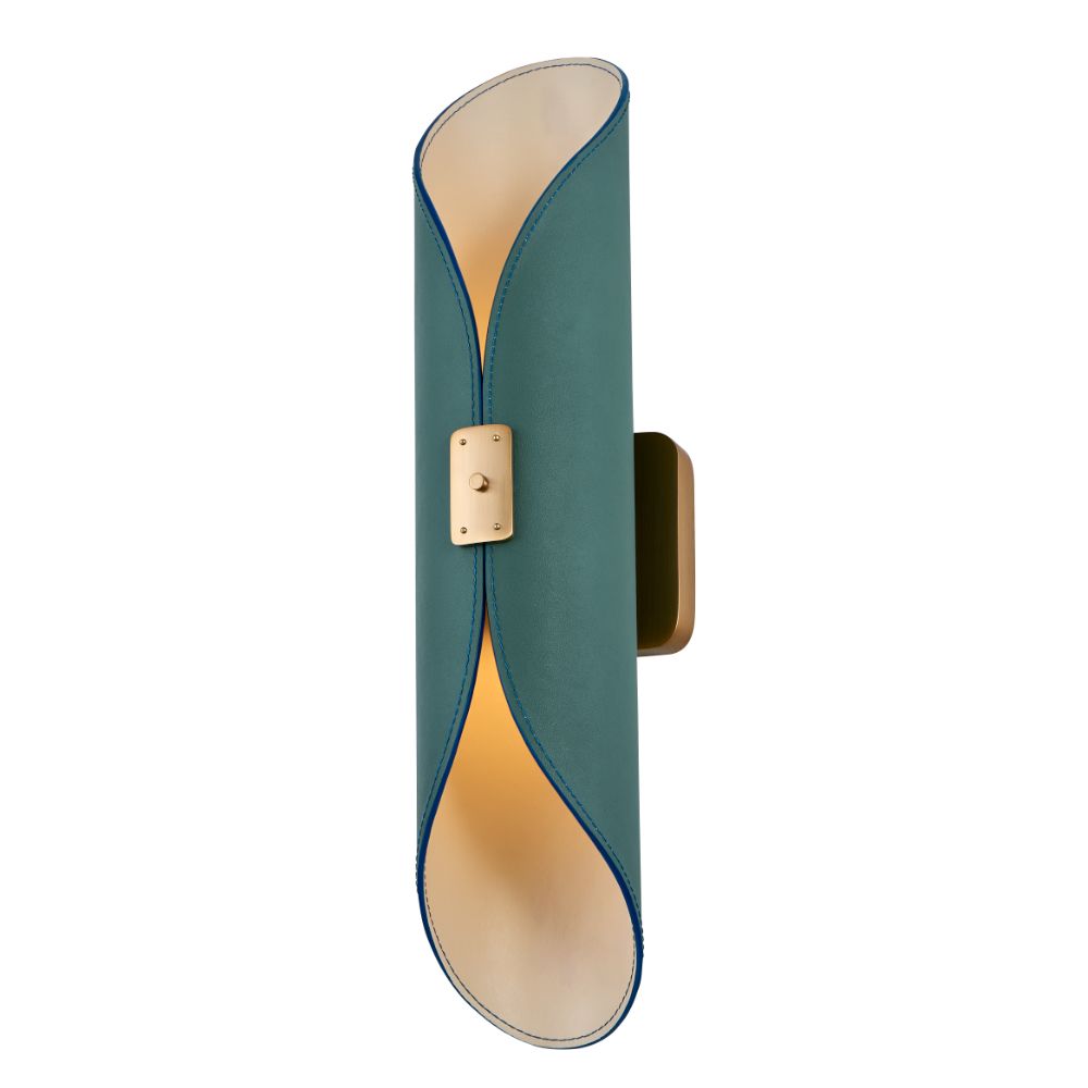Kalco 519923STB Cape LED Peacock Green Wall Sconce in Satin Brass