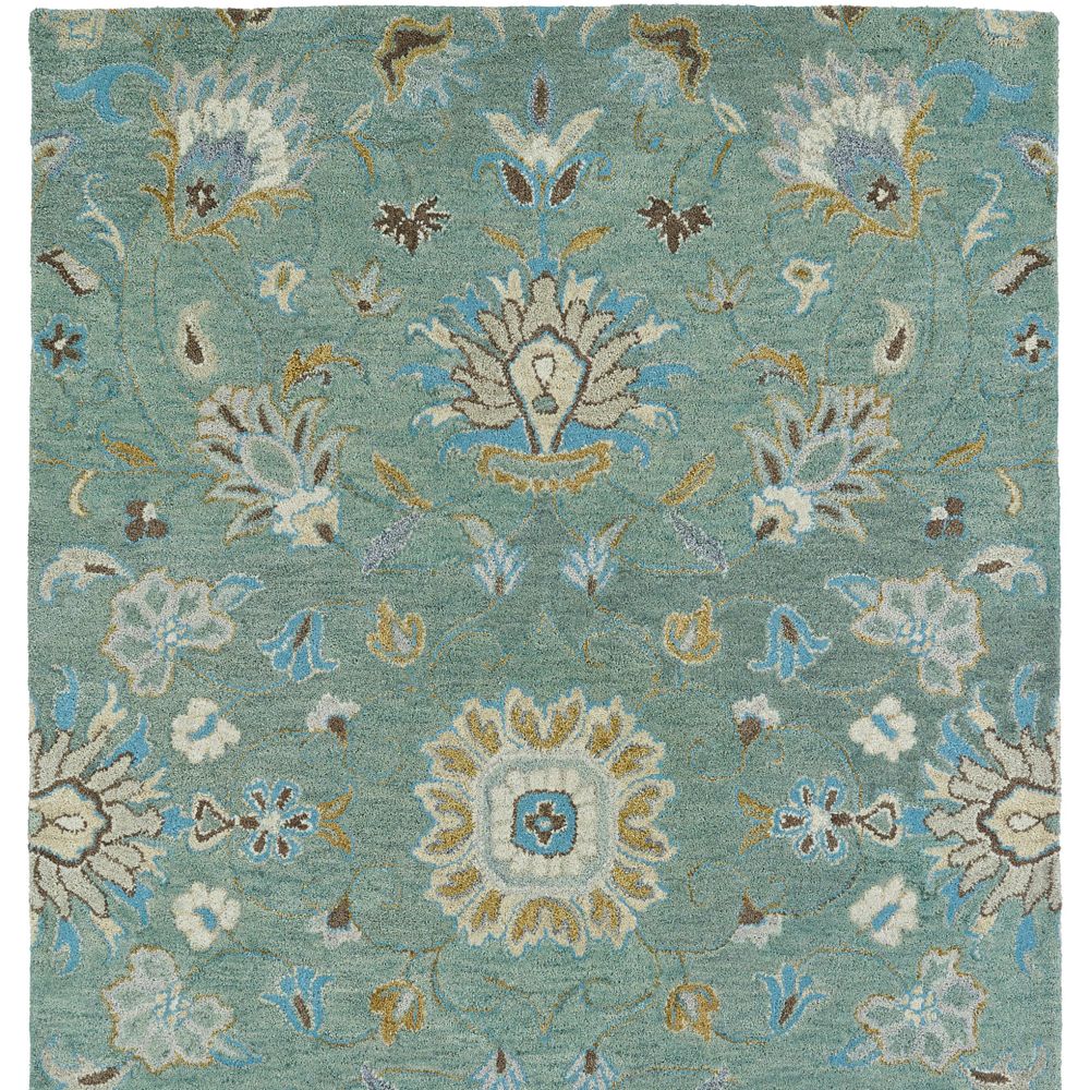 Kaleen Rugs 3207-88- Helena Collection 10 ft. X 14 ft. Rectangle Rug in Mint,Chocolate,Lt Camel/Gray,Sky Blue,Beige,Gold