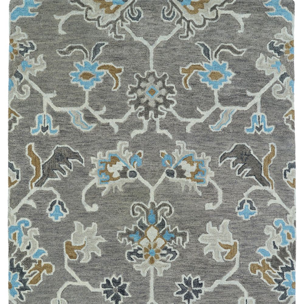 Kaleen Rugs 3209-75- Helena Collection 2 ft. 6 in. X 12 ft. Runner Rug in Gray,Lt Gray,Lt Blue,Milk Chocolate,Charcoal