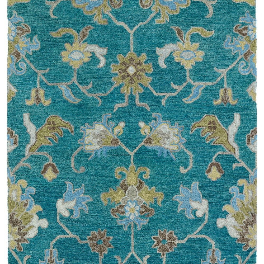 Kaleen Rugs 3209-78- Helena Collection 2 ft. 6 in. X 12 ft. Runner Rug in Turquoise,Lt Gray,Milk Chocolate,Sage,Sand,Lt Blue