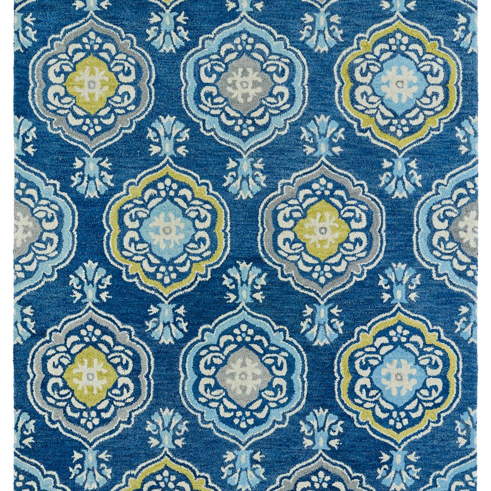 Kaleen Rugs 3211-17- Helena Collection 2 ft. X 3 ft. Rectangle Rug in Navy,Lt Blue,Beige,Wasabi Green,Lt Gray