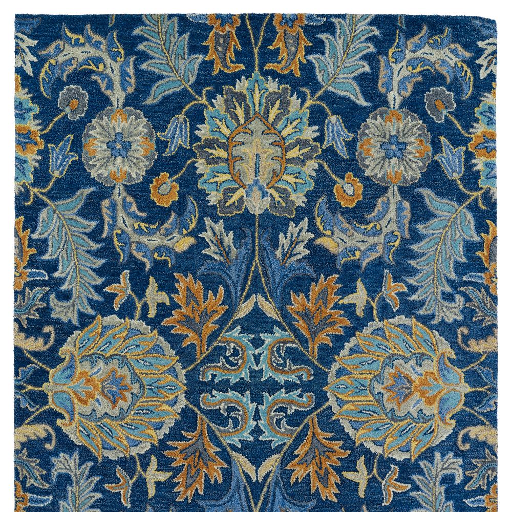 Kaleen Rugs 3212-17- Helena Collection 5 ft. X 7 ft. 9 in. Rectangle Rug in Navy,Denim,Sky Blue/Gray,Lt Gold,Paprika,Mint
