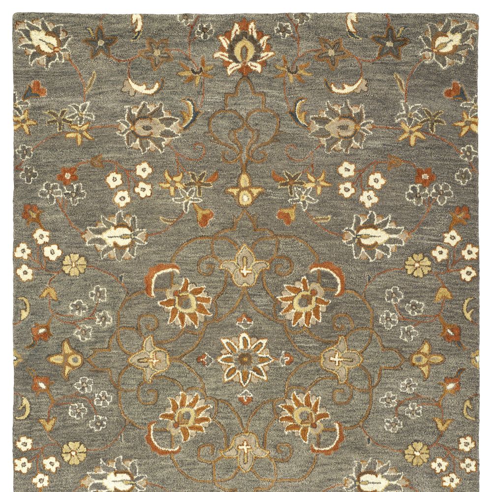 Kaleen Rugs 3215-102 Helena Collection 2 ft. 6 in. X 12 ft. Runner Rug in Pewter Green,Linen/Ivory,Copper,Lt Canary,Paprika