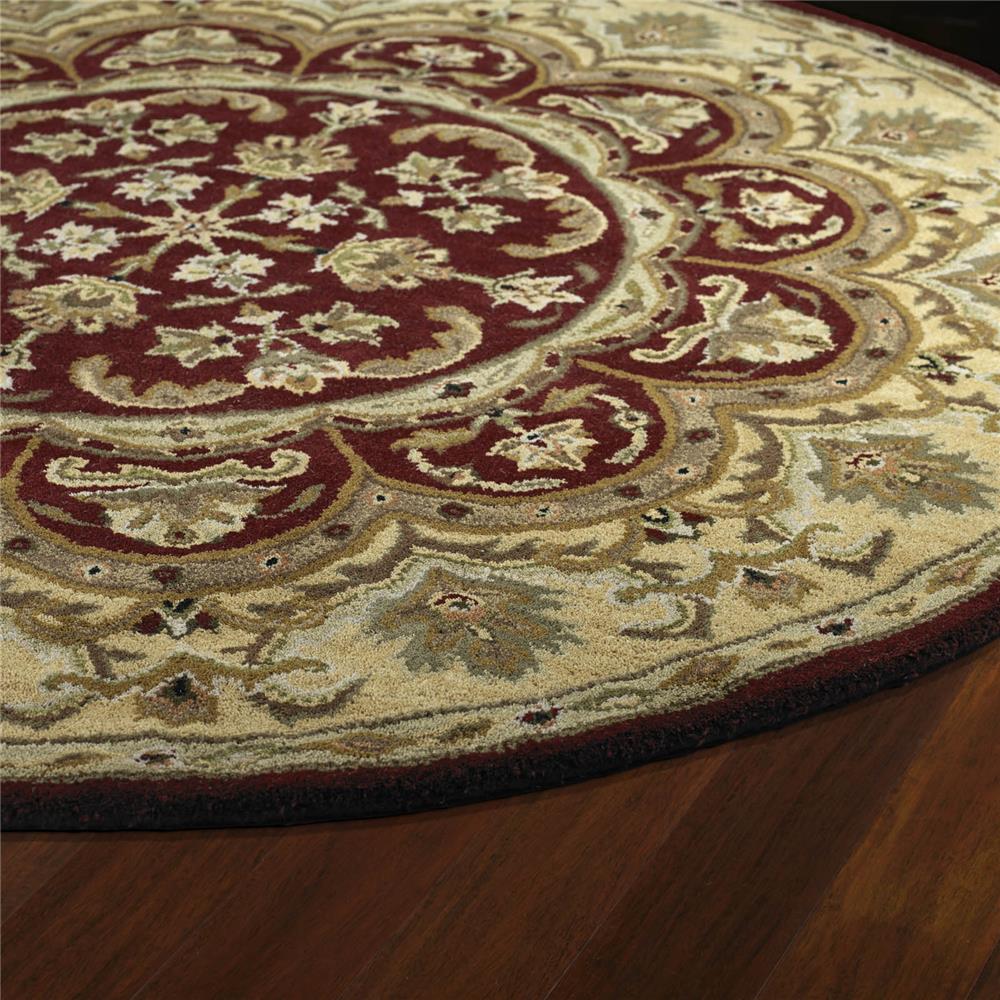 Kaleen Rugs 7706-04- Tara Rounds Collection 9 ft. 9 in. X 9 ft. 9 in. Round Rug in Burgundy/Sage/Seafoam/Olive/Milk Chocolate/Terracota/Camel/Beige