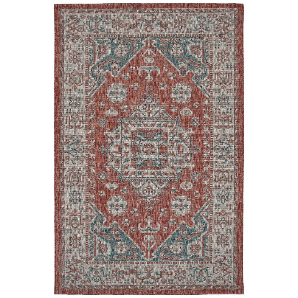 Kaleen Rugs ARE02-53 Arelow Collection 7 ft. 10 in. X 10 ft. 2 in. Rectangle Rug in Paprika/Teal/Gray/White