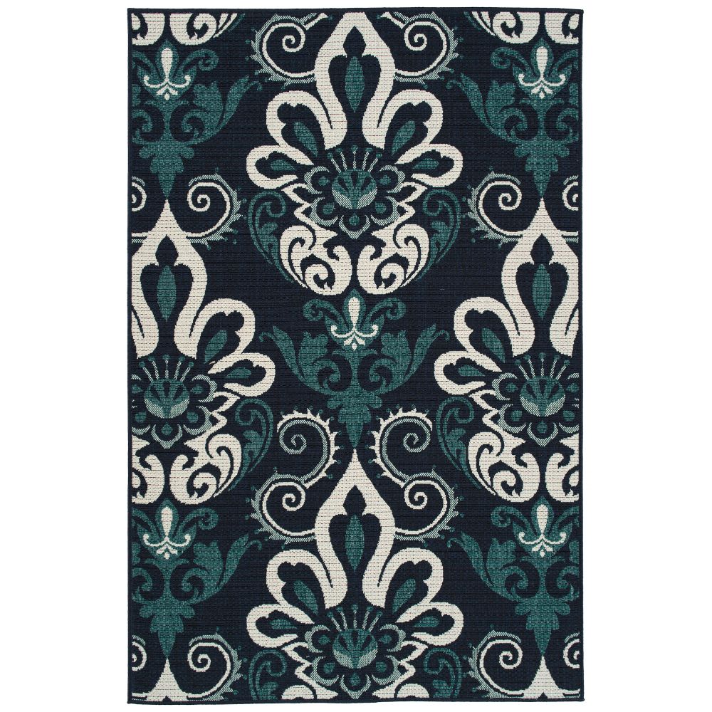 Kaleen Rugs BTK04-22 Bitki Collection 1 ft. 11 in. X 3 ft. 7 in. Rectangle Rug in Navy/Teal/Ivory