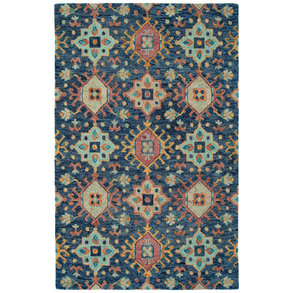 Kaleen Rugs CHA10-22 Chancellor Collection 2 ft. 6 in. X 8 ft. Runner Rug in Navy/Lt Blue/Sand/Teal/Orange/Gold/Wine