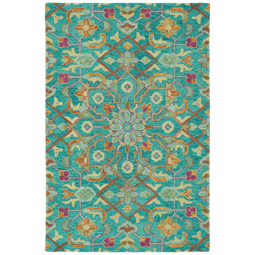 Kaleen Rugs CHA11-91 Chancellor Collection 2 ft. 6 in. X 8 ft. Runner Rug in Teal/Lt Blue/Sand/Orange/Sage/Plum/Brown