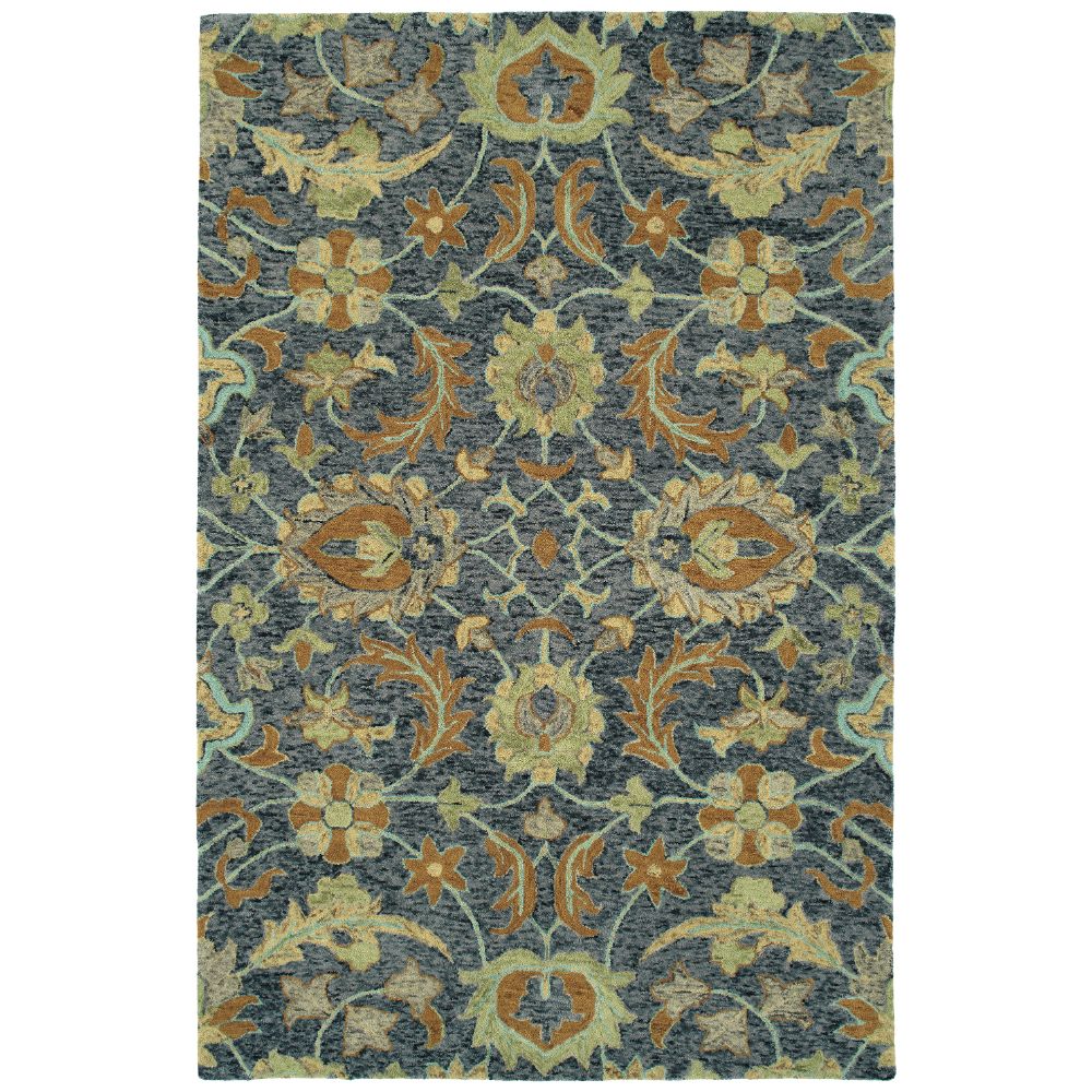 Kaleen Rugs CHA17-10 Chancellor Collection 2 ft. 6 in. X 8 ft. Runner Rug in Denim/Navy/Orange/Sage/Sand/Gray/Teal