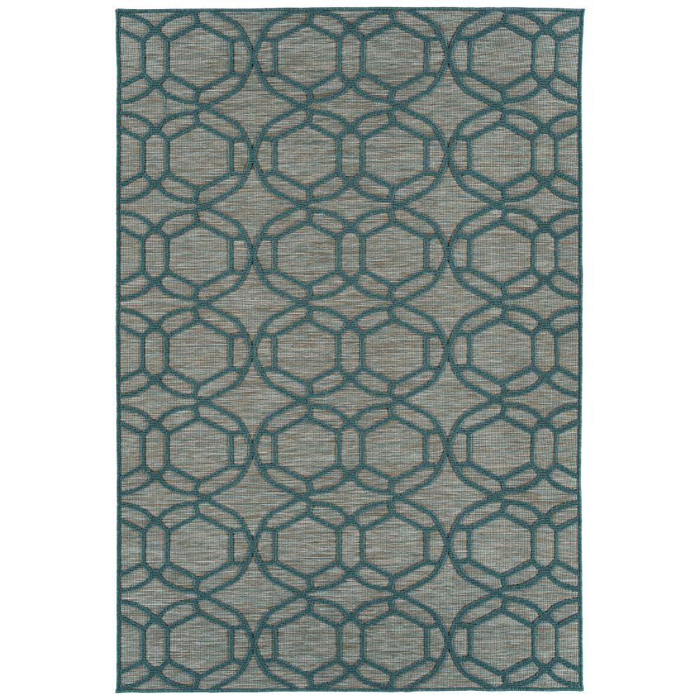 Kaleen Rugs COV05-91 Cove Collection 5 ft. 3 in. X 7 ft. 6 in. Rectangle Rug in Teal/Ivoy/Sand