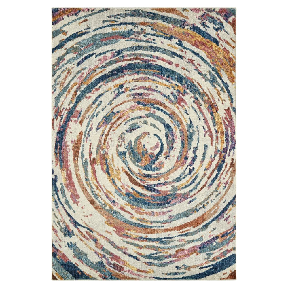 Kaleen Rugs DSH03-86 Dasha Collection 6 ft. 7 in. X 6 ft. 7 in. Round Rug in Multi/Ivory/Pink/Coral/Gold/Blue/Turquoise/Sand/Coral