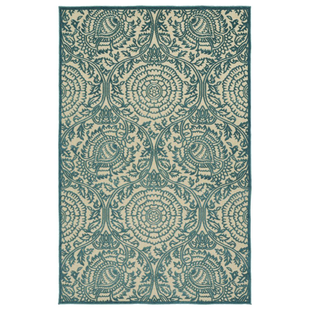 Kaleen Rugs FSR102-17 A Breath of Fresh Air 2 Ft. 1 In. X 4 Ft. Rectangle Indoor/Outdoor Rug in Blue