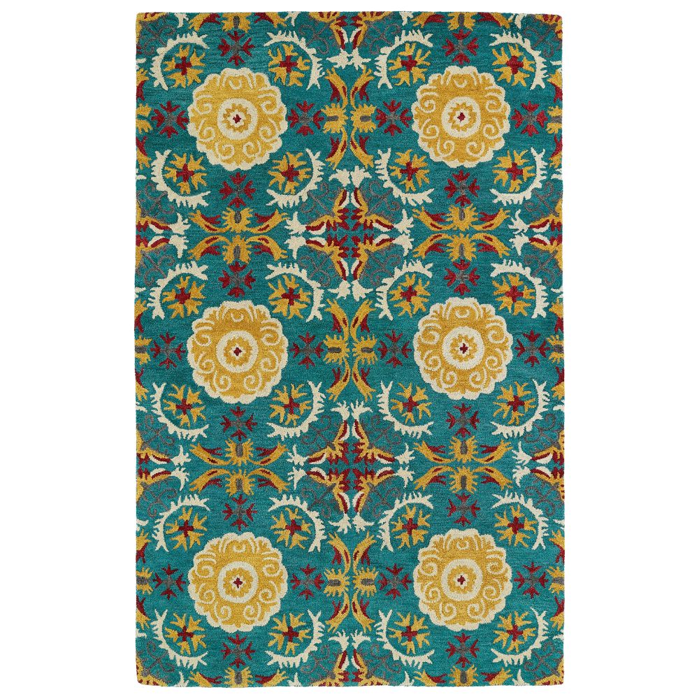 Kaleen Rugs GLB06-78 Global Inspiration Collection 2 Ft 6 In x 8 Ft Runner Rug in Turquoise
