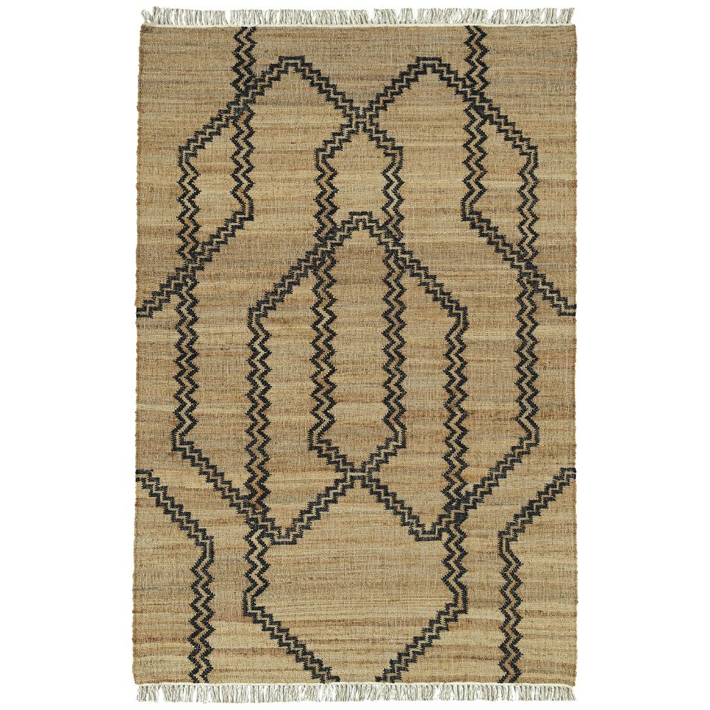 Kaleen Rugs HJT01-02 Natural Jute Collection Black 18" x 18" Square Residential Indoor Square