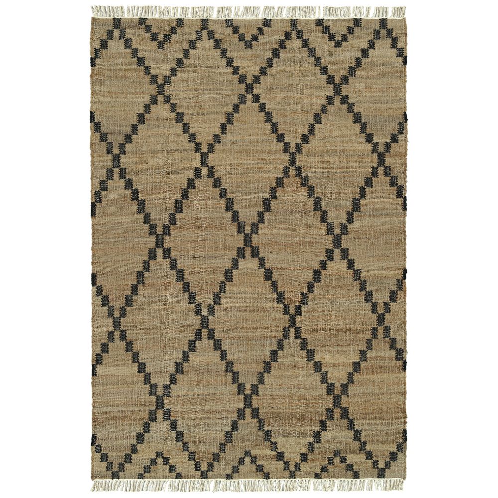 Kaleen Rugs HJT02-02 Natural Jute Collection Black 18" x 18" Square Residential Indoor Square