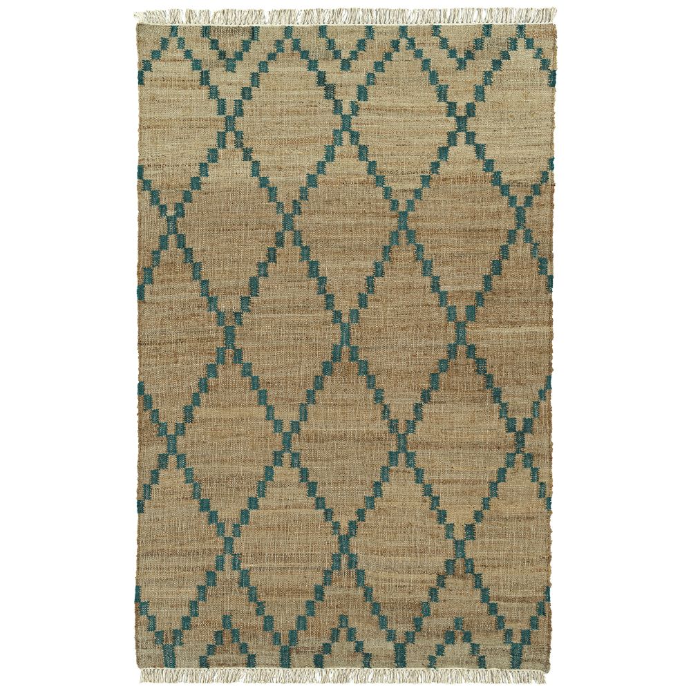 Kaleen Rugs HJT02-91 Natural Jute Collection Teal 18" x 18" Square Residential Indoor Square