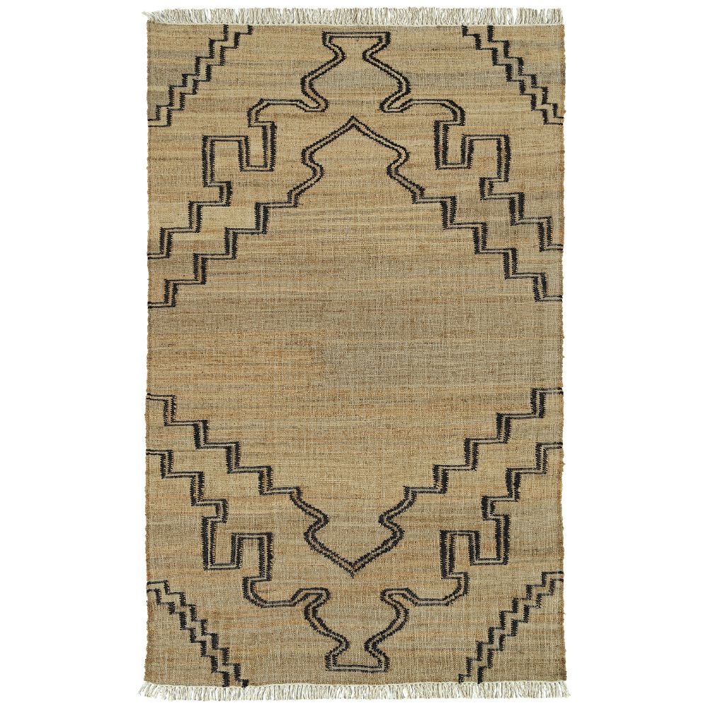Kaleen Rugs HJT03-02 Natural Jute Collection Black 18" x 18" Square Residential Indoor Throw Rug