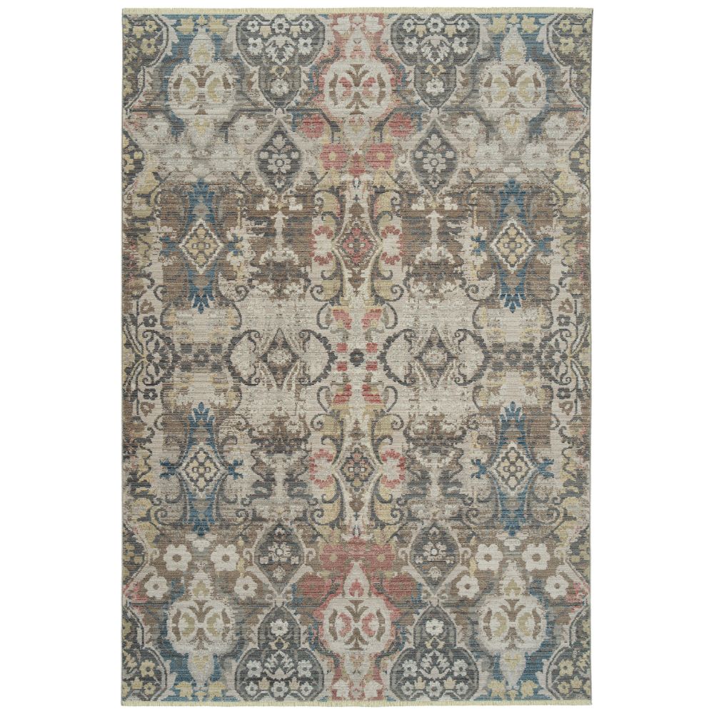Kaleen Rugs ILA05-60 Rila Collection 18 in. X 18 in. Square Rug in Taupe/Blue/Brown/Rust/Gold