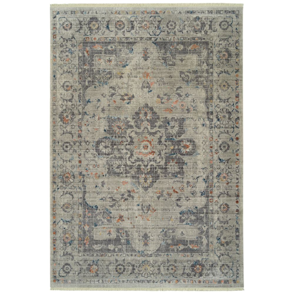 Kaleen Rugs ILA09-77 Rila Collection 18 in. X 18 in. Square Rug in Silver/Gray/Blue/Rose/Rust