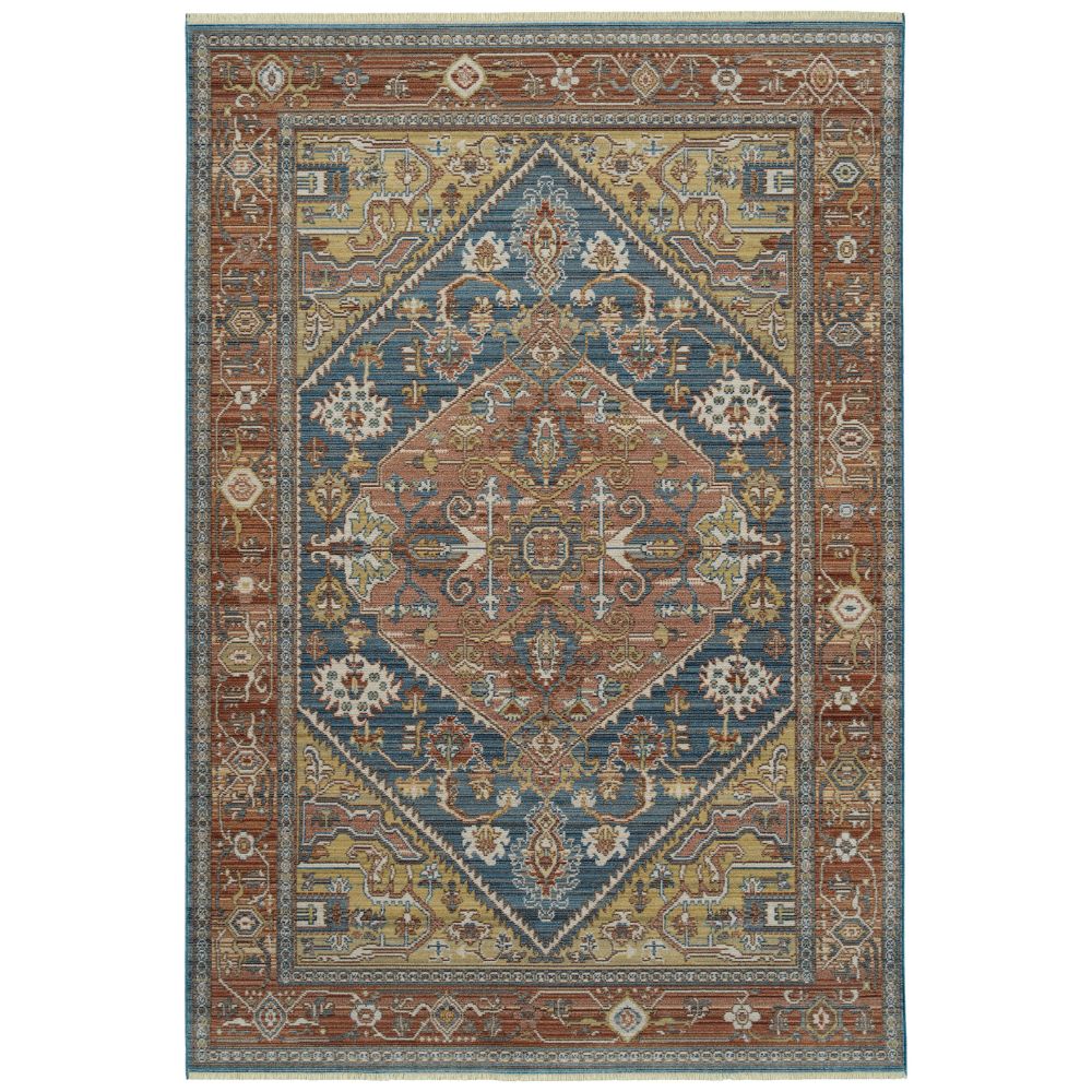 Kaleen Rugs ILA10-17 Rila Collection 18 in. X 18 in. Square Rug in Blue/Brick/Camel,Rose/Silver