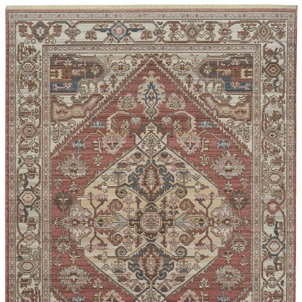 Kaleen Rugs ILA10-58 Rila Collection 18 in. X 18 in. Square Rug in Rose/Brick/Camel,Rose/Silver/Blue