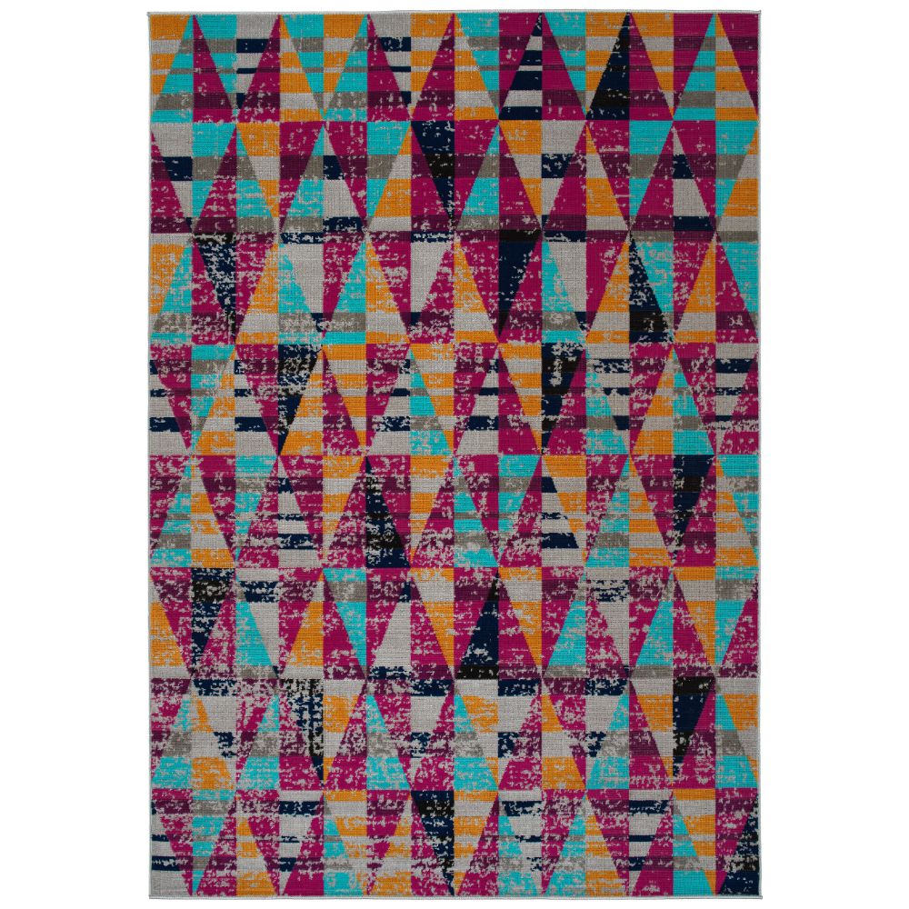 Kaleen Rugs LEG01-92 Legata Collection 2 ft. 2 in. X 7 ft. 6 in. Runner Rug in Pink/Gray/Lt Blue/Orange/Black/Navy/Graphite