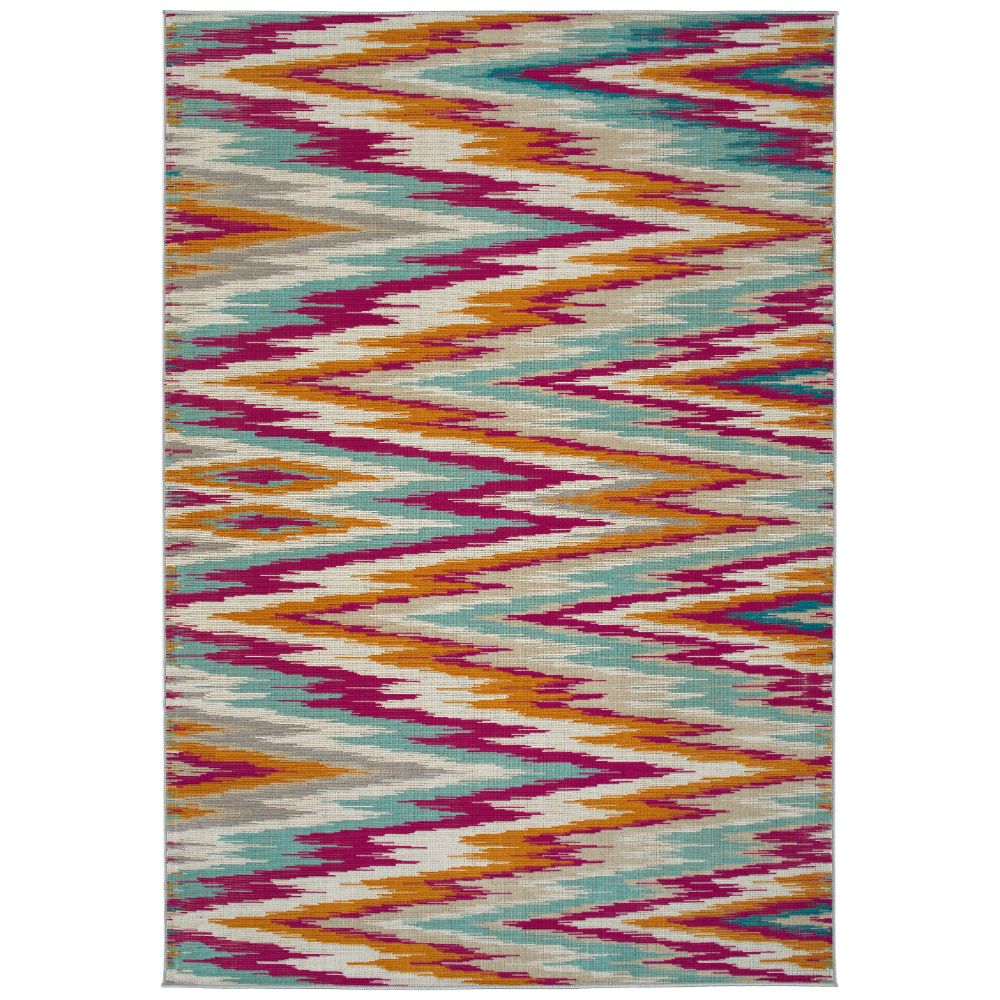 Kaleen Rugs LEG03-92 Legata Collection 4 ft. 1 in. X 5 ft. 7 in. Rectangle Rug in Pink/Orange/Turquoise/Gray/Ivory/Teal