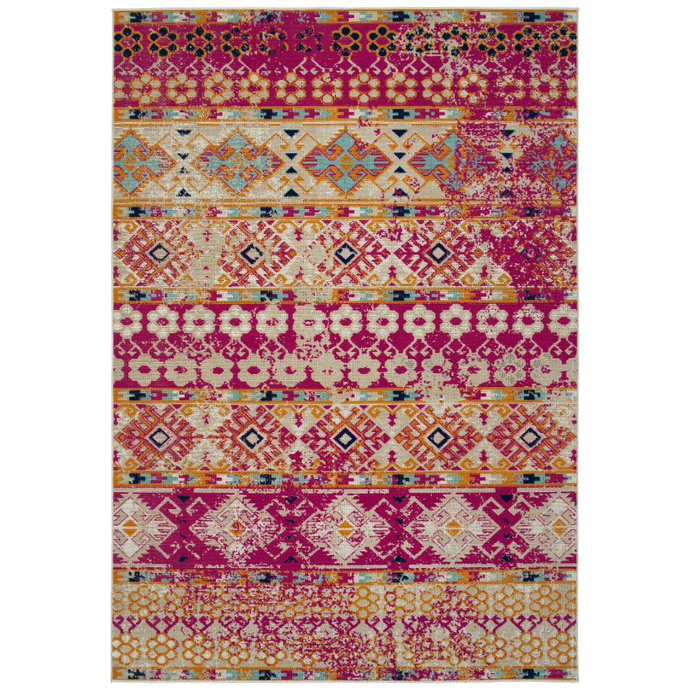 Kaleen Rugs LEG04-92 Legata Collection 7 ft. 10 in. X 10 ft. Rectangle Rug in Pink/Sand/Orange/Turquoise/Navy/Ivory/Gray