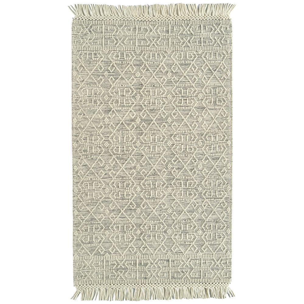Kaleen Rugs MRA03-01 Mara Collection 18 in. X 18 in. Square Rug in Ivory/Black