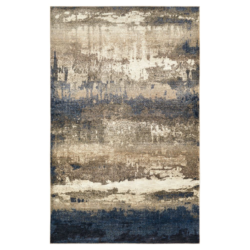 Kaleen Rugs MYA01-17 Maya Collection 7 ft. 3 in. X 7 ft. 3 in. Round Rug in Blue/Denim/Sand/Ivory/Silver/Charcoal/Gold
