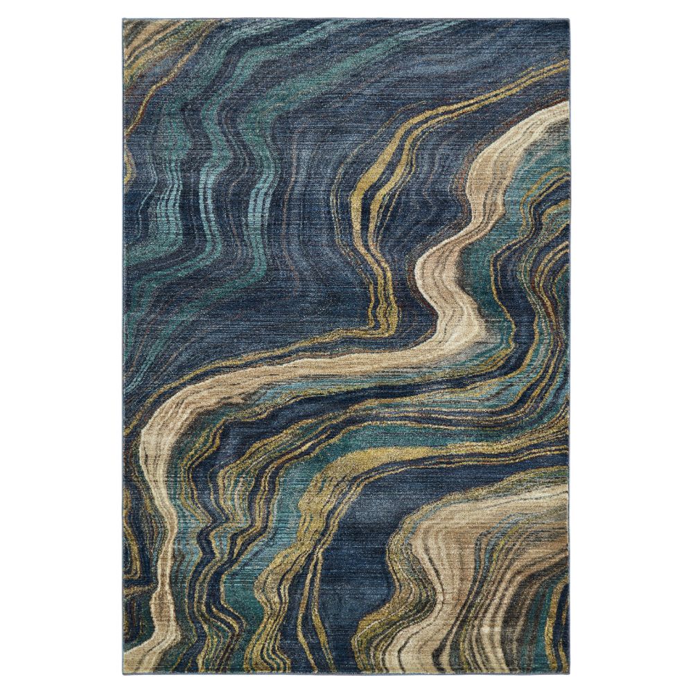 Kaleen Rugs MYA02-10 Maya Collection 8 ft. 4 in. X 11 ft. 7 in. Rectangle Rug in Denim/Blue/Turquoise/Teal/Gold/Sand/Ivory/Gray/Red