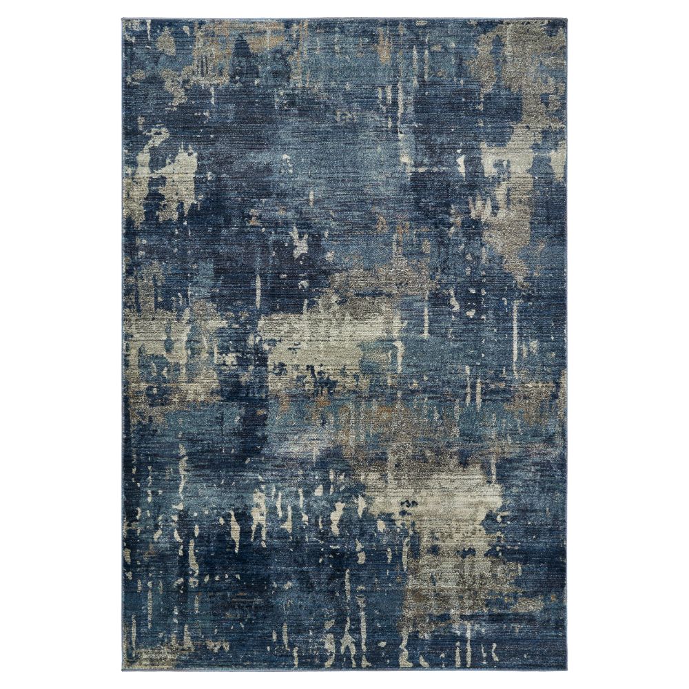 Kaleen Rugs MYA03-10 Maya Collection 7 ft. 3 in. X 7 ft. 3 in. Round Rug in Denim/Blue/Silver/Lt Blue/Gray/Ivory/Sand/Gold
