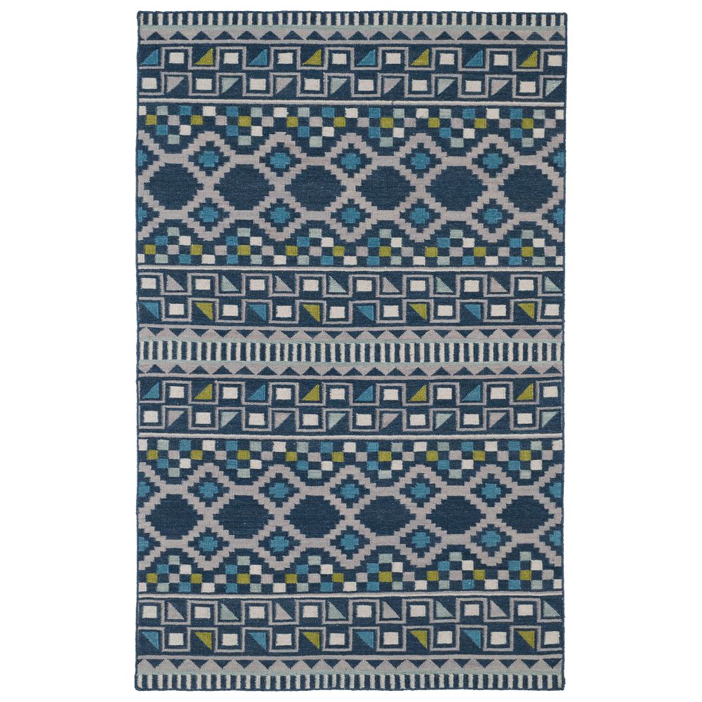 Kaleen Rugs NOM08-17 Nomad Collection 8 ft. X 8 ft. Square Rug in Blue/Turquoise/Teal/Beige/Wasabi/Gray
